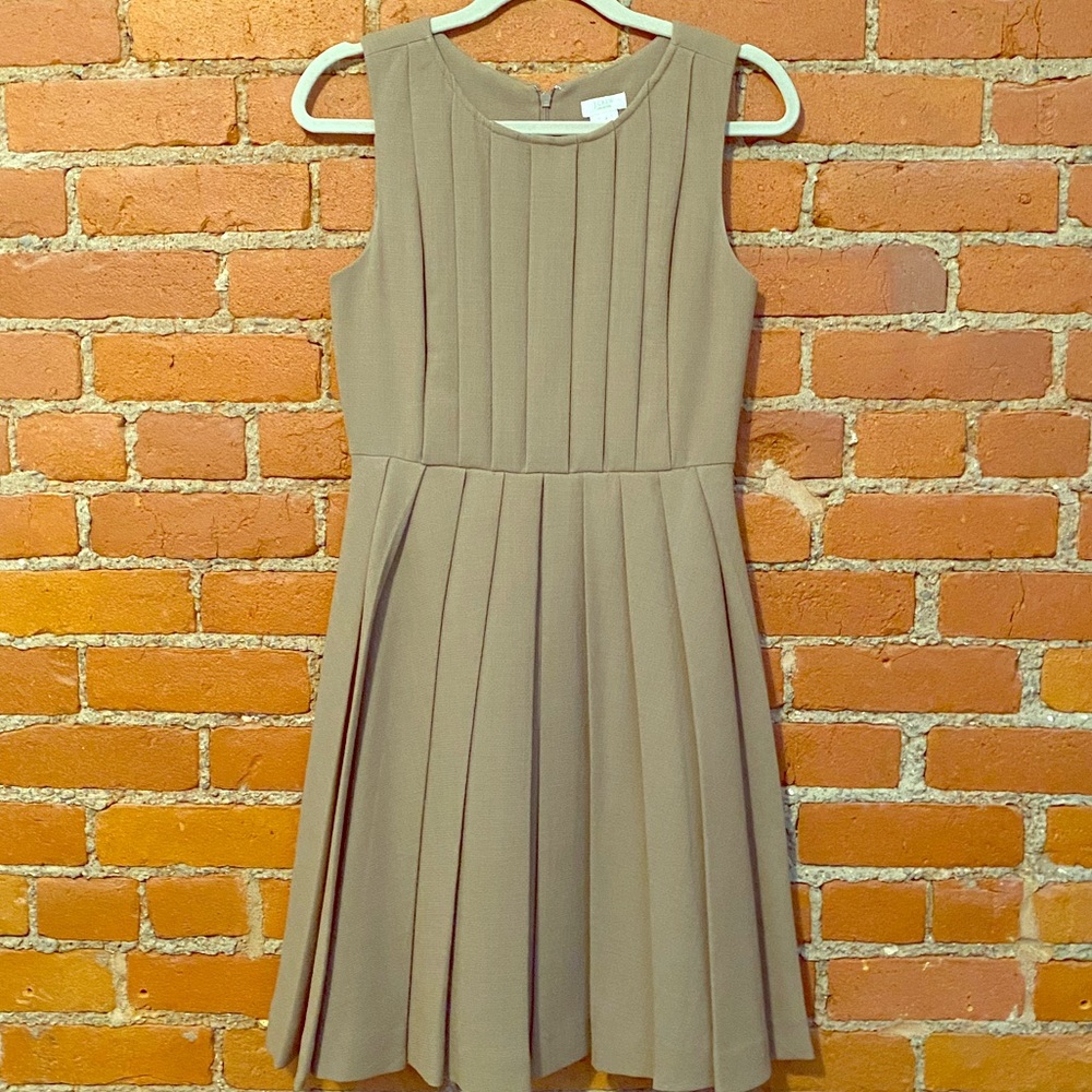 J Crew Collection Camel 100% Wool pleated dress 2/S EUC